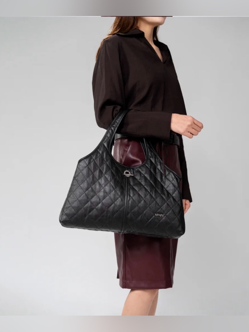 NWT ALEX II Landscape Tote Bag Quilted Balck